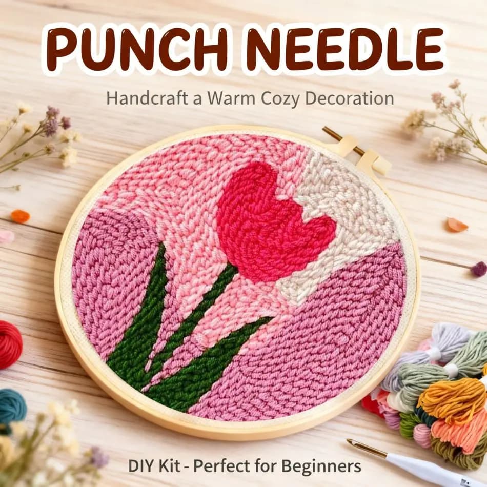 CHENISTORY Flower Punch Needle Kit Arts And Crafts Easy Crafts For Adults Flower Punch Needle Kits Adults Art Supplies