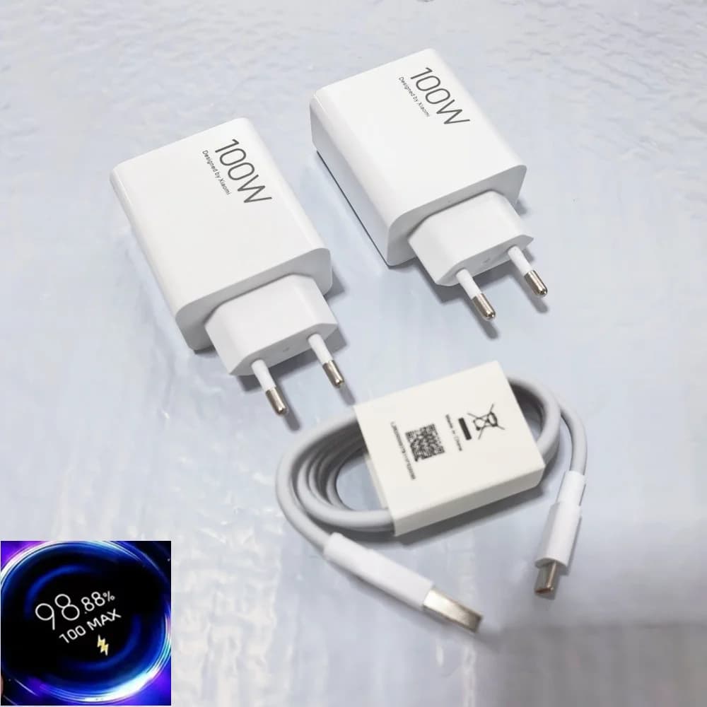 Caricabatterie Rapido Xiaomi 100W EU Turbo con Cavo Type-C 6A per Mi 17 15 14 13 12 Pro Ultra Lite K80 70Pro K90 Pro Max Ultra