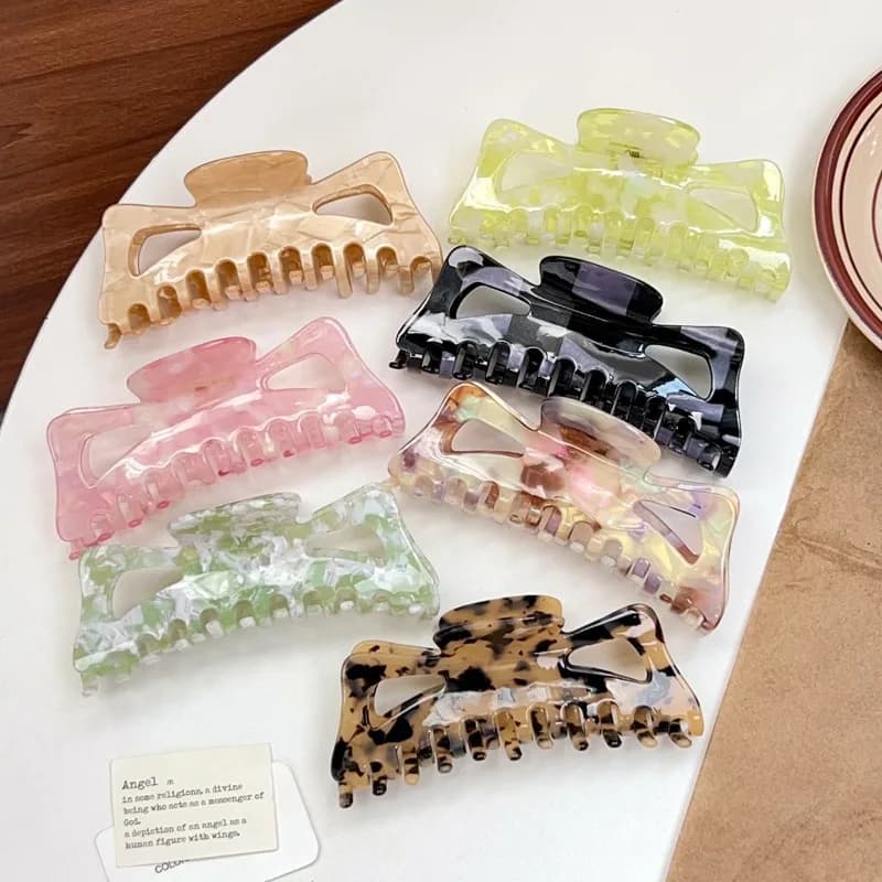 Extra Large Acetate Claw Clip For Thick Hair, Luxury Shark Hair Accessories Oversized Deep Curved Design Holds Long Hair Firmly