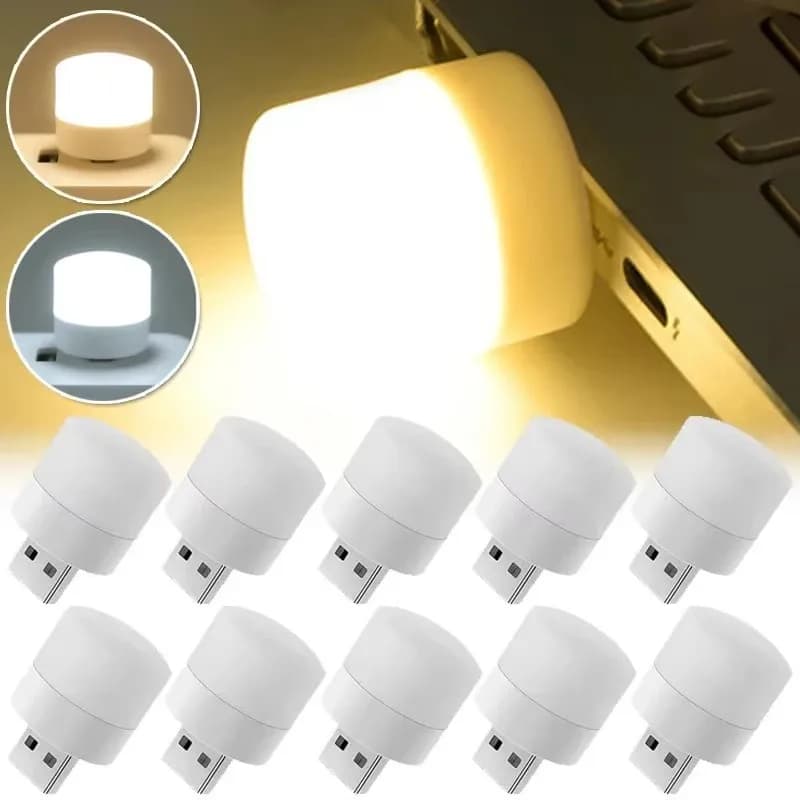 1/3/6/10 Pezzi Lampada USB per Computer e Power Bank, Piccole Lampade da Lettura LED, Luce Rotonda per Protezione Occhi, Luce Notturna