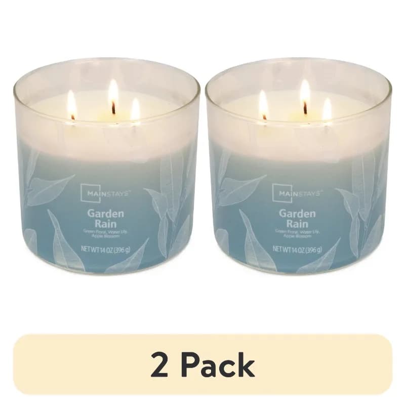 (2 pack) Mainstays 3-Wick Ombre Wrap Garden Rain Candle, 14-Ounce