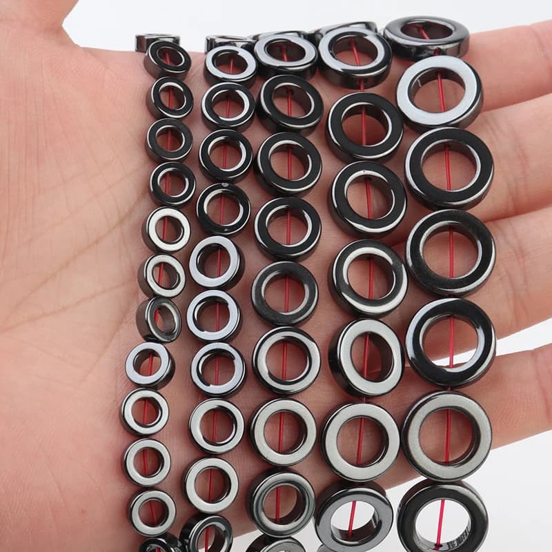 Perline di pietra ematite nera naturale 8/10/12/14/16mm perline allentate rotonde scavate per la creazione di gioielli forniture per collane braccialetto fai da te