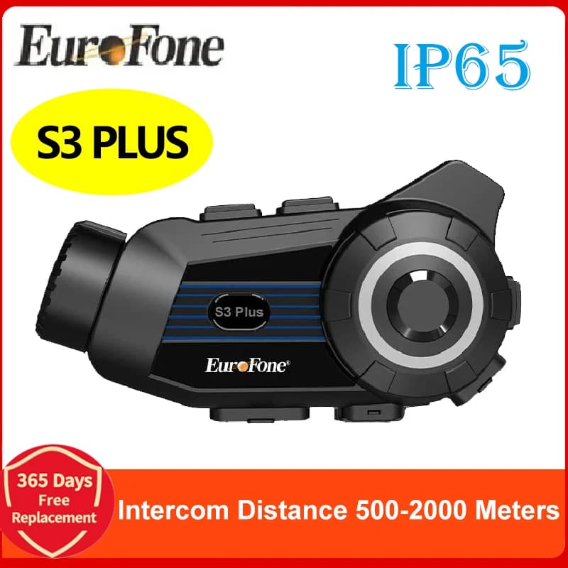 EuroFone S3 Plus casco moto auricolare interfono Bluetooth 2K videoregistratore DVR supporta 6 persone interfono distanza 500-2000