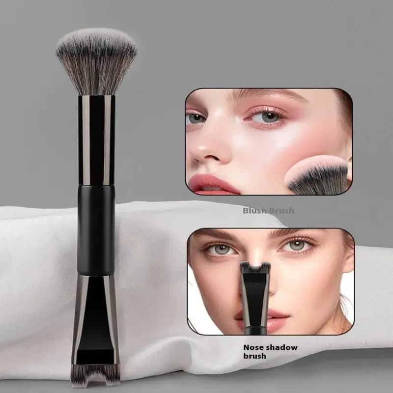 Set di pennelli per trucco professionale 2/3 pezzi Fondotinta a doppia testa a forma di U Pennelli per contorno ombretto nero Kit cosmetico da viaggio