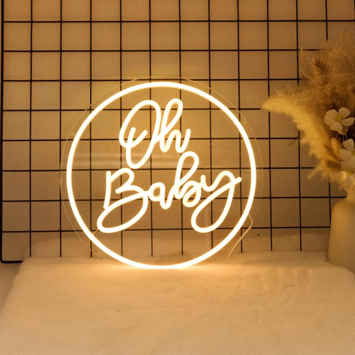 Insegne al Neon 'Oh Baby' per Decorazione Sfondo, Insegna LED al Neon per Rivelazione del Sesso del Bambino, Festa di Compleanno, Interruttore Dimmerabile Alimentazione USB
