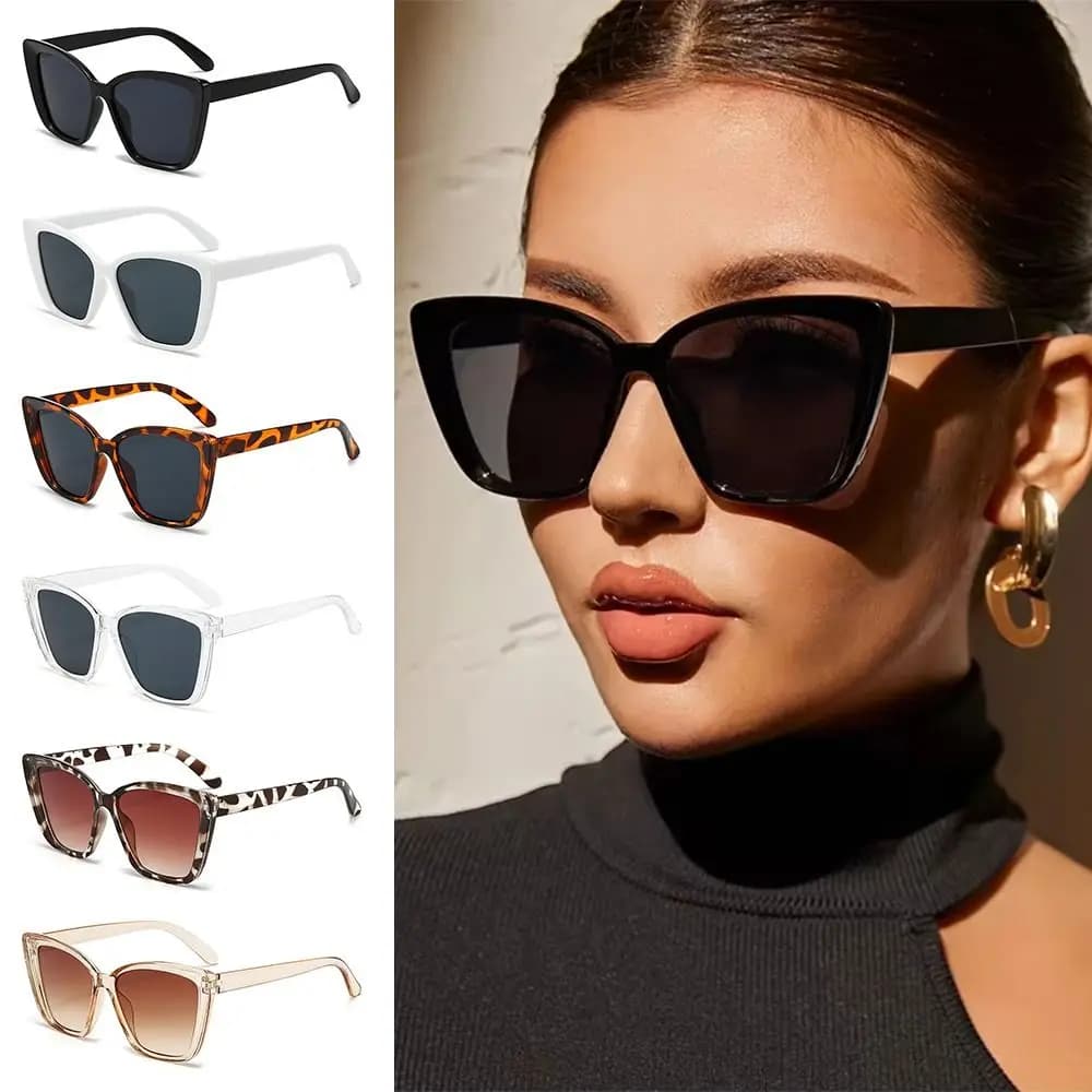 Street Shooting Cat Eye Sunglasses UV400 Protection Leopard Female Retro Shades Photo Props Square Frame Sun Glasses for Women