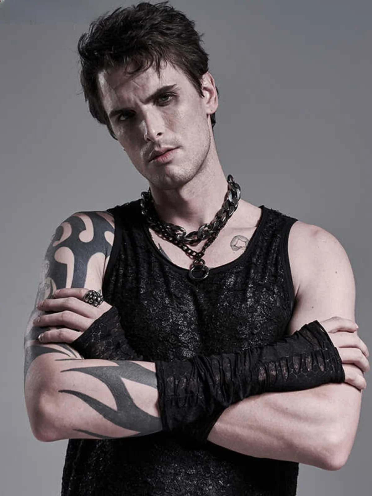 Guanti da uomo PUNKRAVE Design Sensual Punk, stile sottile e traforato, protezione solare per ciclismo, coprimaniche per primavera e autunno, uso quotidiano