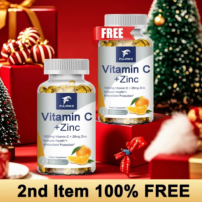 Advanced supplement of vitamin C + zinc, for immune enhancement, rapid recovery, wound healing, skin clearing, metabolism, gluten-free