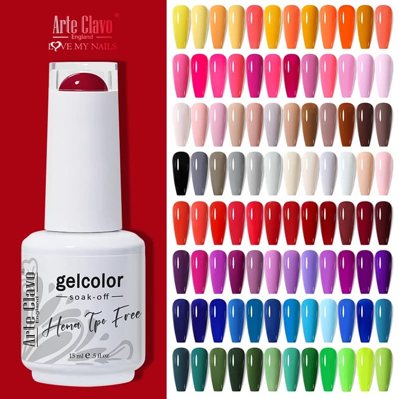 Arte Clavo 15ml Smalto Gel Rosso per Unghie, Smalto Semipermanente UV per Nail Art, Manicure Soak Off Senza HEMA e TPO