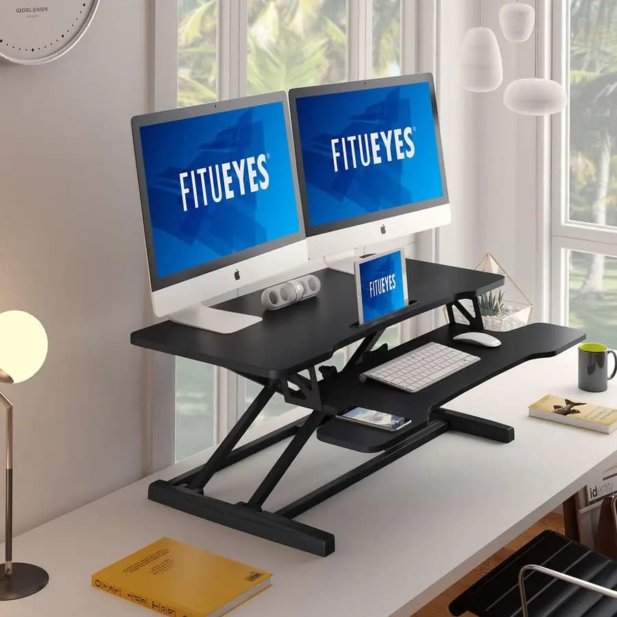 Height Adjustable Stand Desk 36 Large Converter Sit to Stand Up Desktop Desktop Workstation for Laptop Double Monitor Ris
