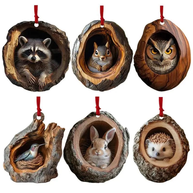1PC 2D acrilico piatto animale albero di Natale ciondolo carino civetta gatto gufo appeso decorazione ornamenti forniture decorative per feste