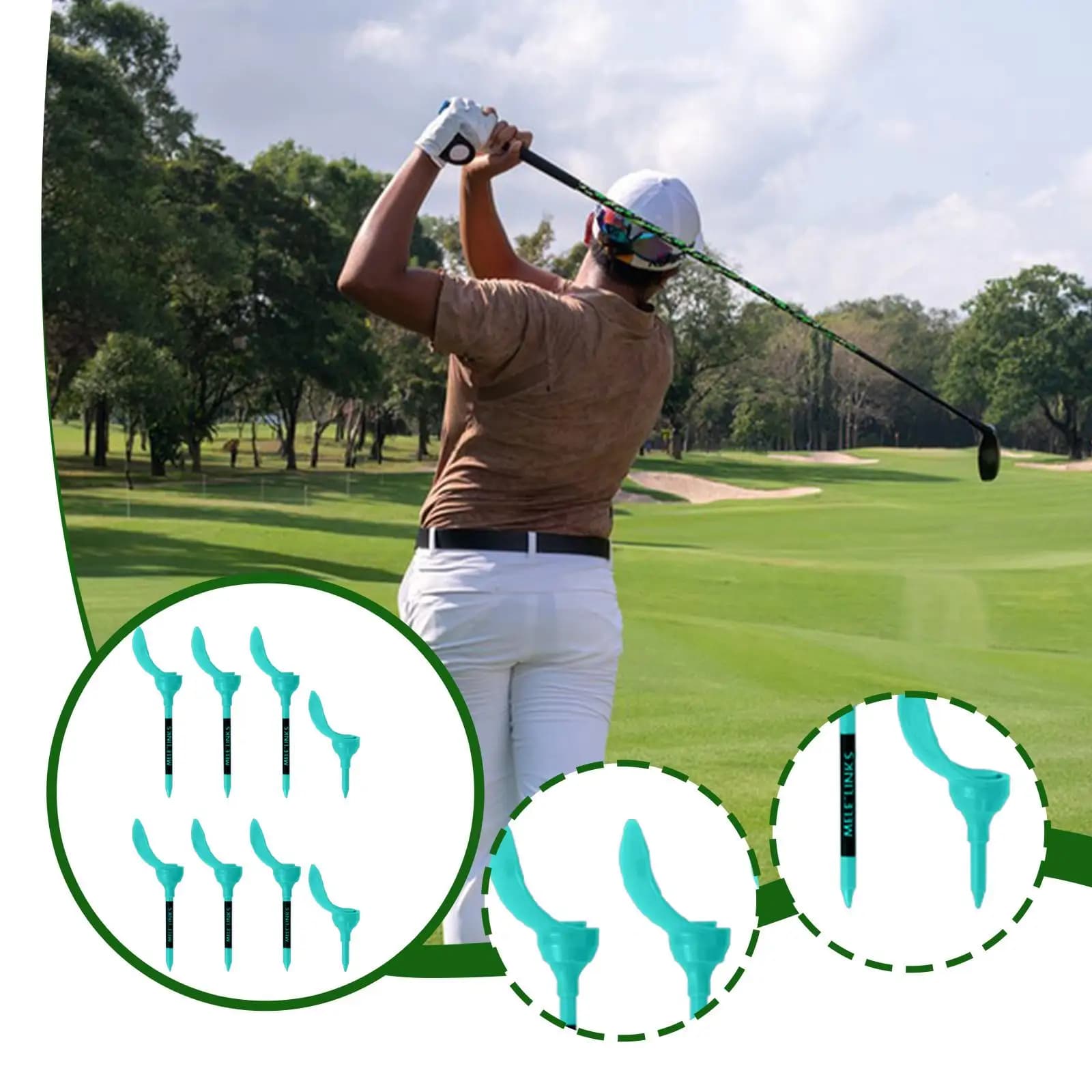 Set di Tee da Golf in ABS Durevole con Base a Petalo, Altezza Regolabile, per Attrezzatura da Golf, Allenamento Principianti, Regali, Sport all'Aperto