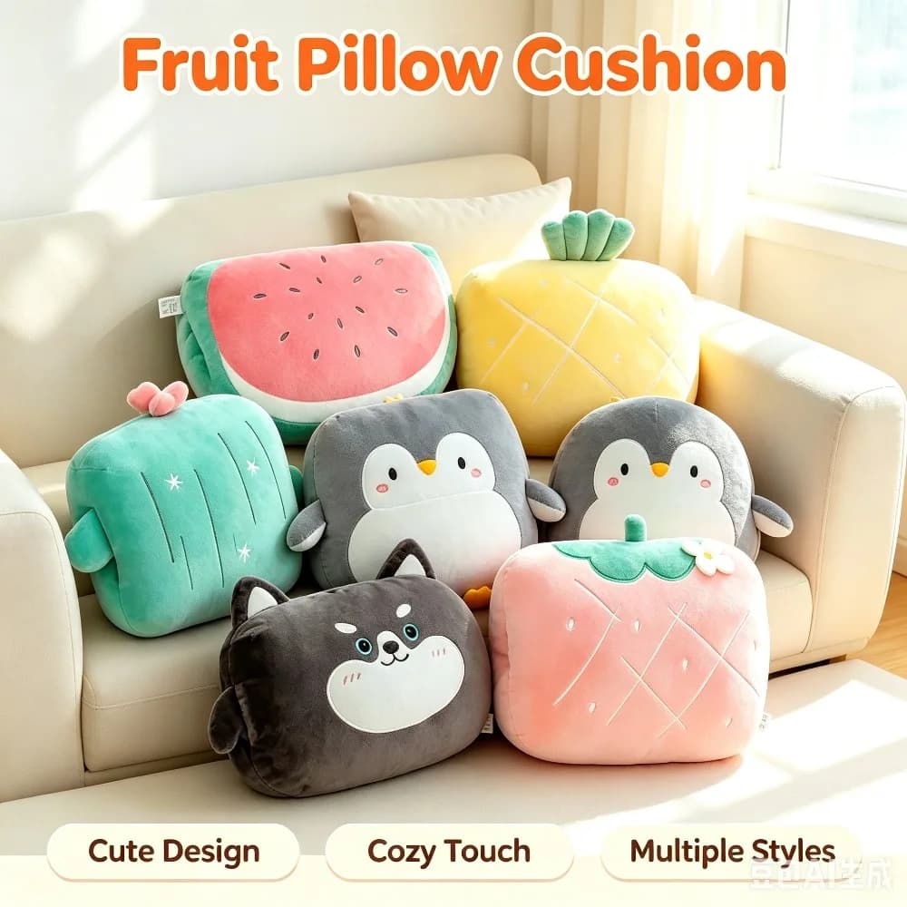 Cartoon Plush Pillow Stuffed Hand Cushion Soft Winter Toy Home Office Car Travel Nap Support Student Gift Warm Decoration