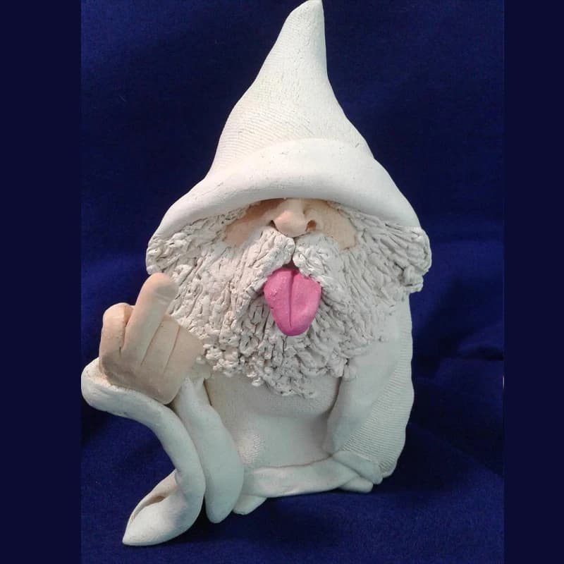 Micro medium finger gnome statue Erect medium finger provocative hands to scissors white barbute elderly smokers garden home decorations