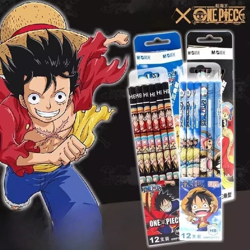 New One Piece anime peripheral kawaii pencil cute cartoon logs for primary school students to practice calligraphy and homework