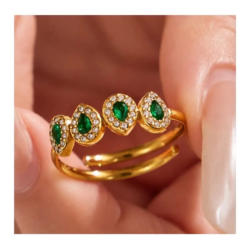 Mystery's New High-end Ring Inlaid with Zircon Stainless Steel Gold-plated Ring Women's Niche Design