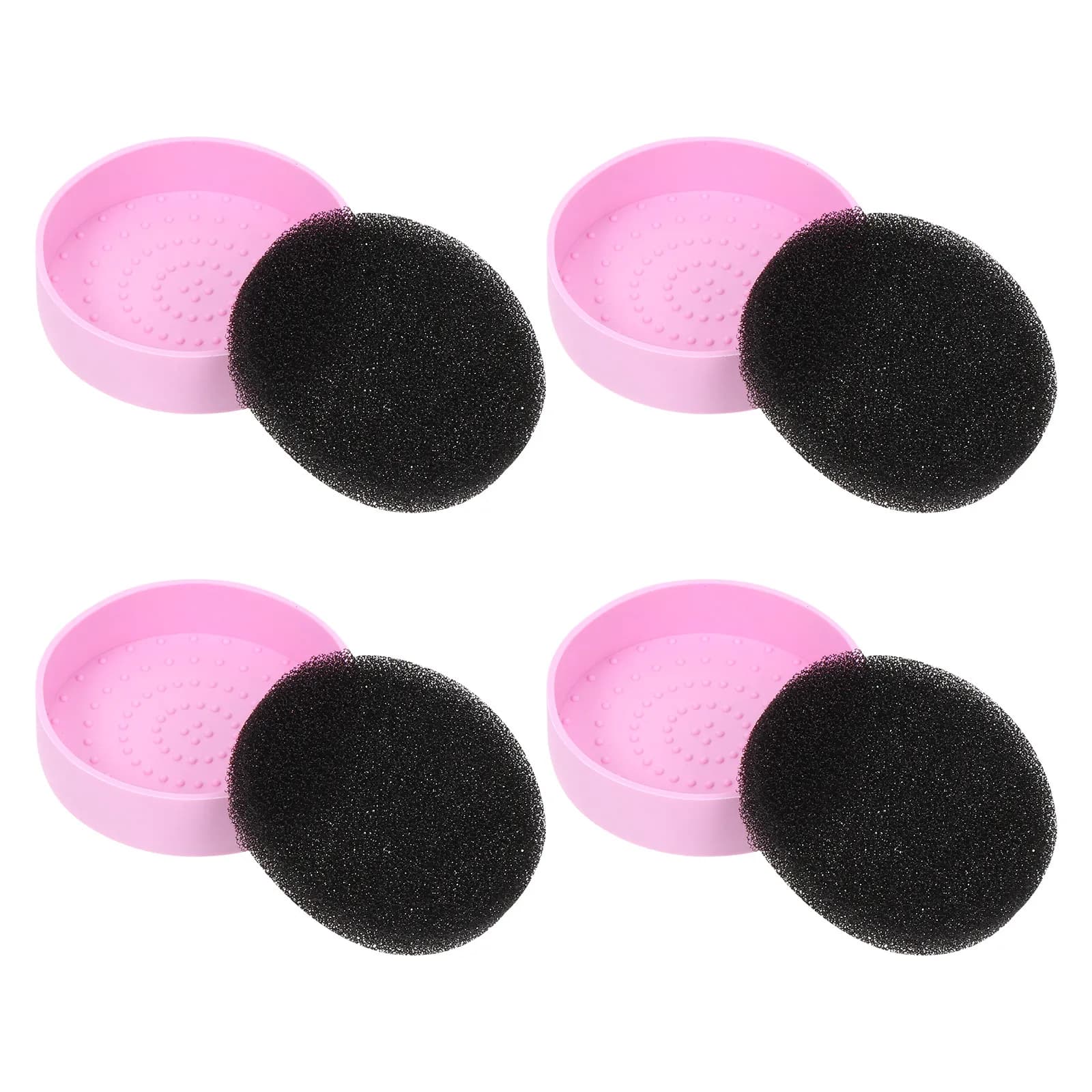 Set di 4 Spugne Portatili per la Pulizia dei Pennelli da Trucco, per Pennelli Ombretto e Blush, Senza Bisogno di Acqua, Riutilizzabili, Ecologiche, per Viaggi e Uso Domestico