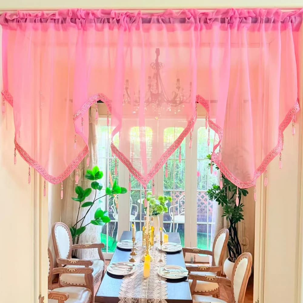 Tenda Trasparente con Cuori Romantici in Pizzo e Nappe, Stile Principessa, per Camera da Letto, Matrimoni e Feste, Disponibile in Diverse Colorazioni