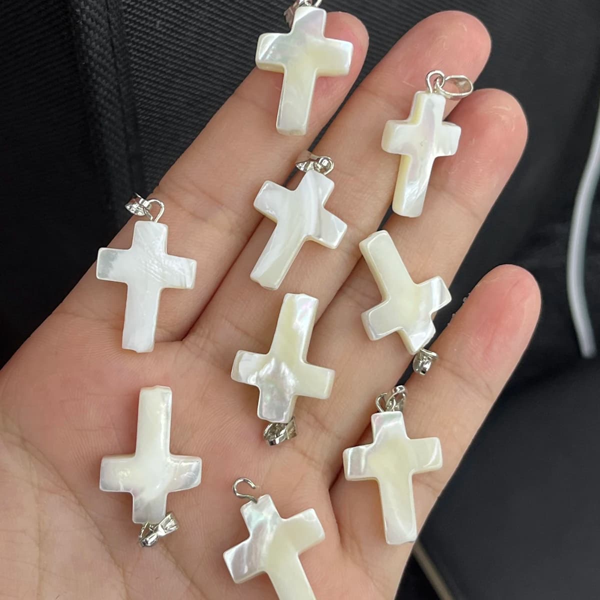 5 pz/pacco 15x20mm Ciondolo a Forma di Croce Conchiglia Naturale Semi-Finito Pendenti e Ciondoli per la Produzione di Gioielli FAI DA TE Collana Orecchini Accessori