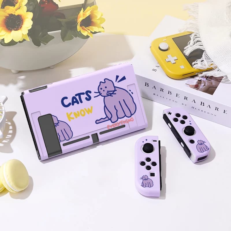 Custodia protettiva per gatti viola muto per Switch Oled, Cover morbida in TPU sottile per Console Nintendo Switch, accessori per giochi NS