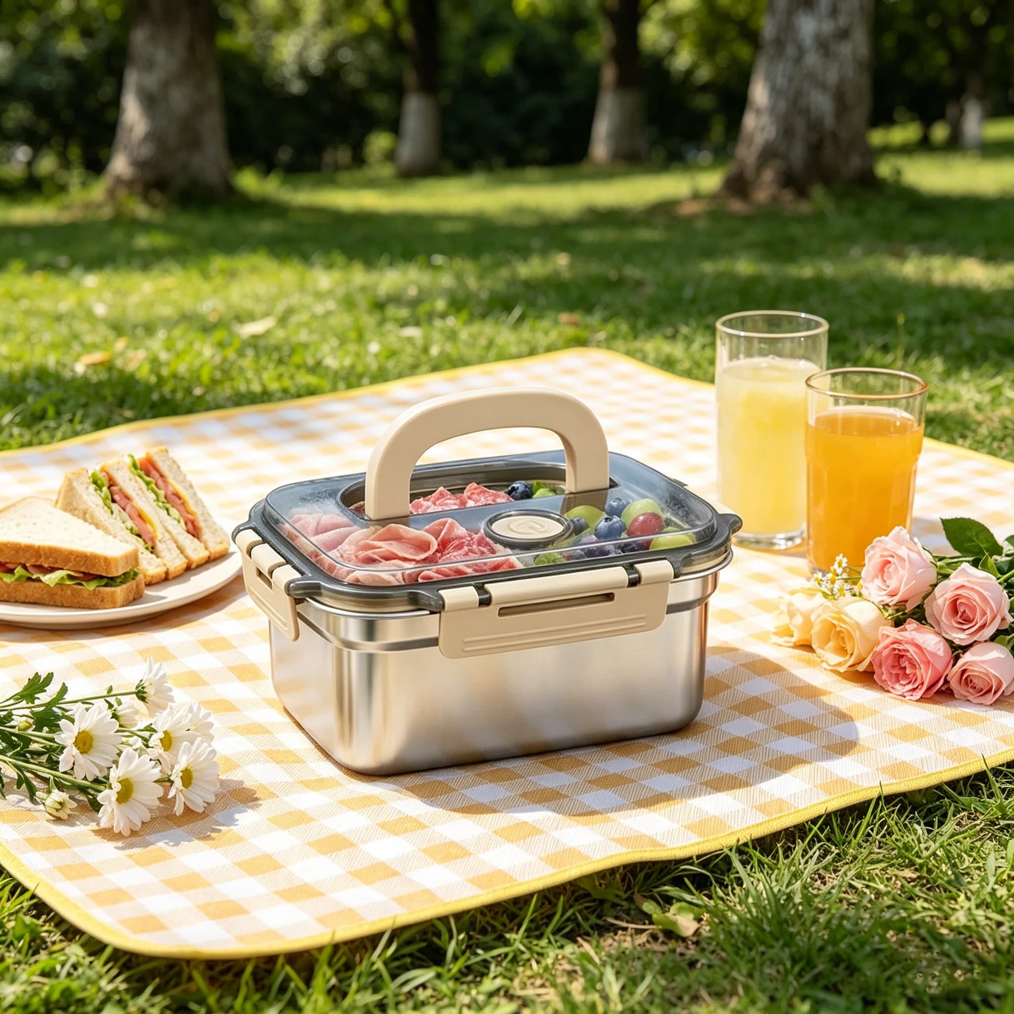 Contenitori per Alimenti in Acciaio Inossidabile con Coperchi - Perfetti per Preparazione Pasti, Conservazione in Frigorifero, Picnic all'Aperto