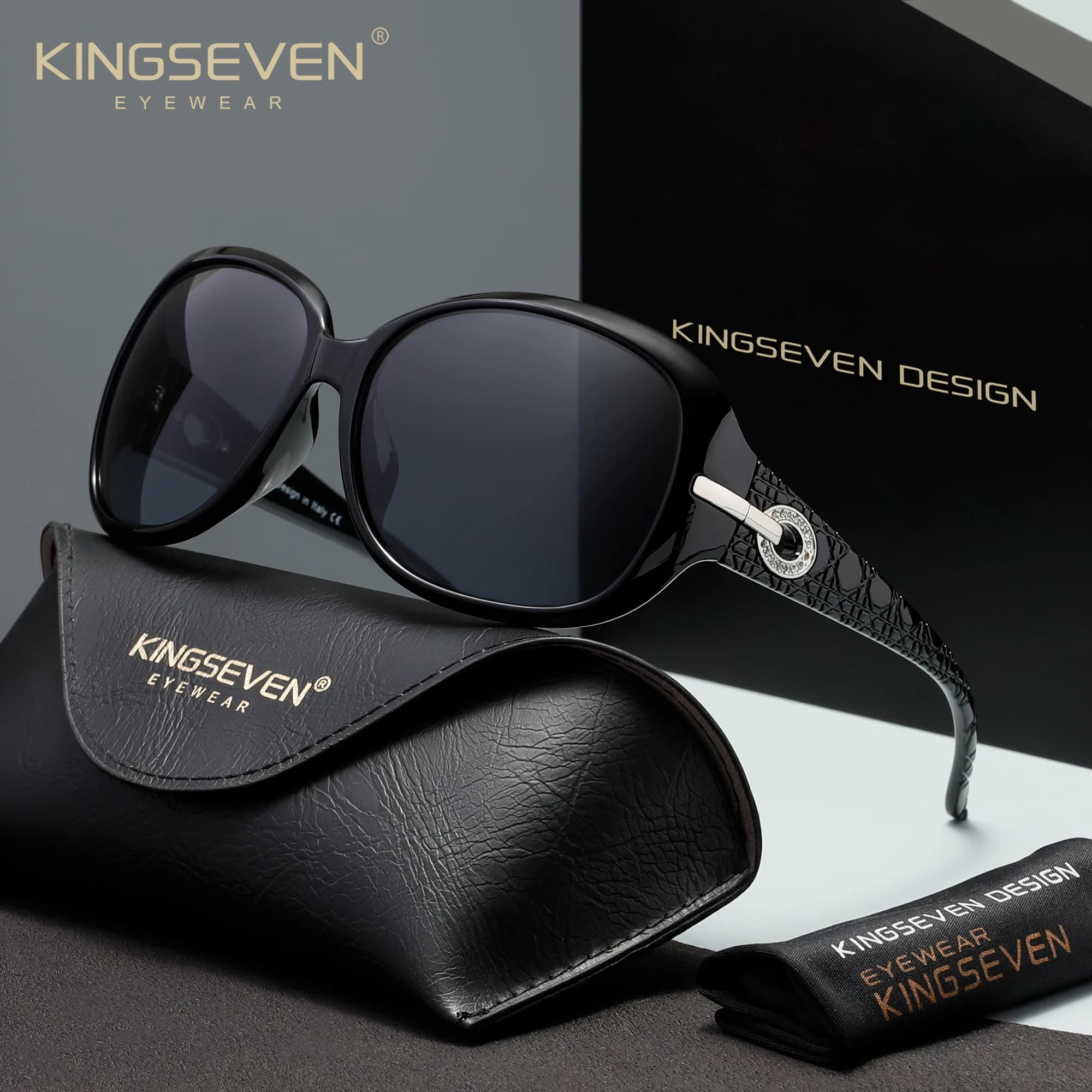 KINGSEVEN Luxury Women's Sunglasses Polarized UV400 Oval Large Frame Classical Glasses Casual Ladies Driving Eyewear