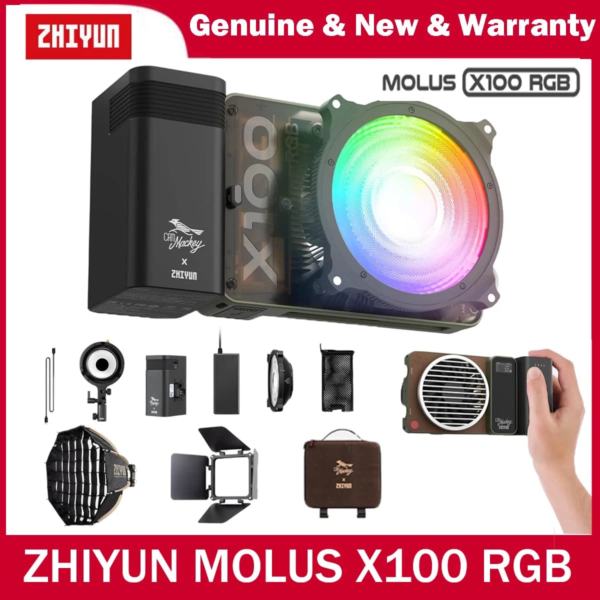 ZHIYUN MOLUS X100 RGB HA CONDOTTO LA Luce APP di Controllo 2550mAh Batteria Illuminazione Fotografia Portatile per Studio Vlog Riprese All'aperto