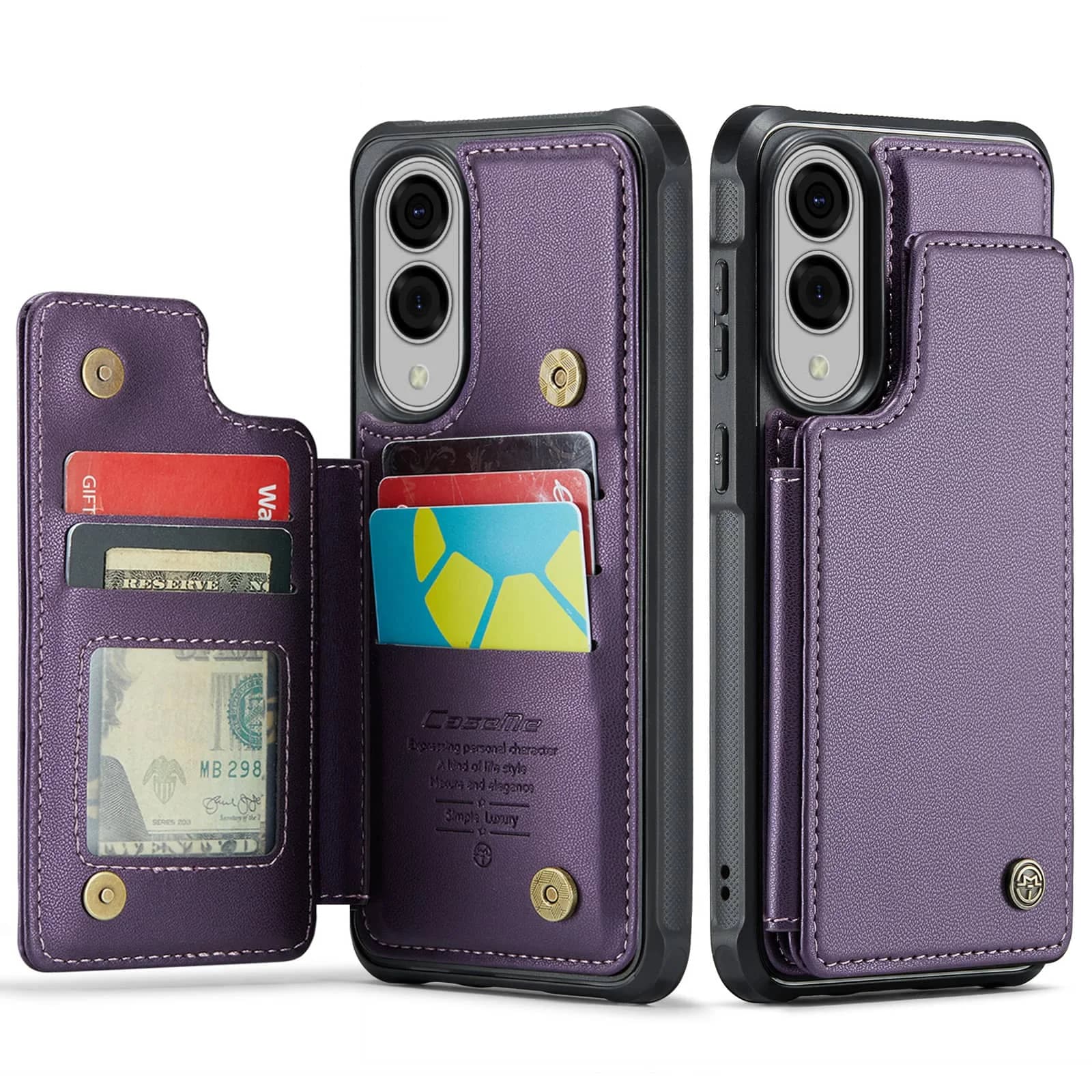 Per Samsung Galaxy S25 Edge Custodia con porta carte, Custodia a portafoglio con blocco RFID, Custodia con chiusura magnetica con cavalletto in pelle resistente