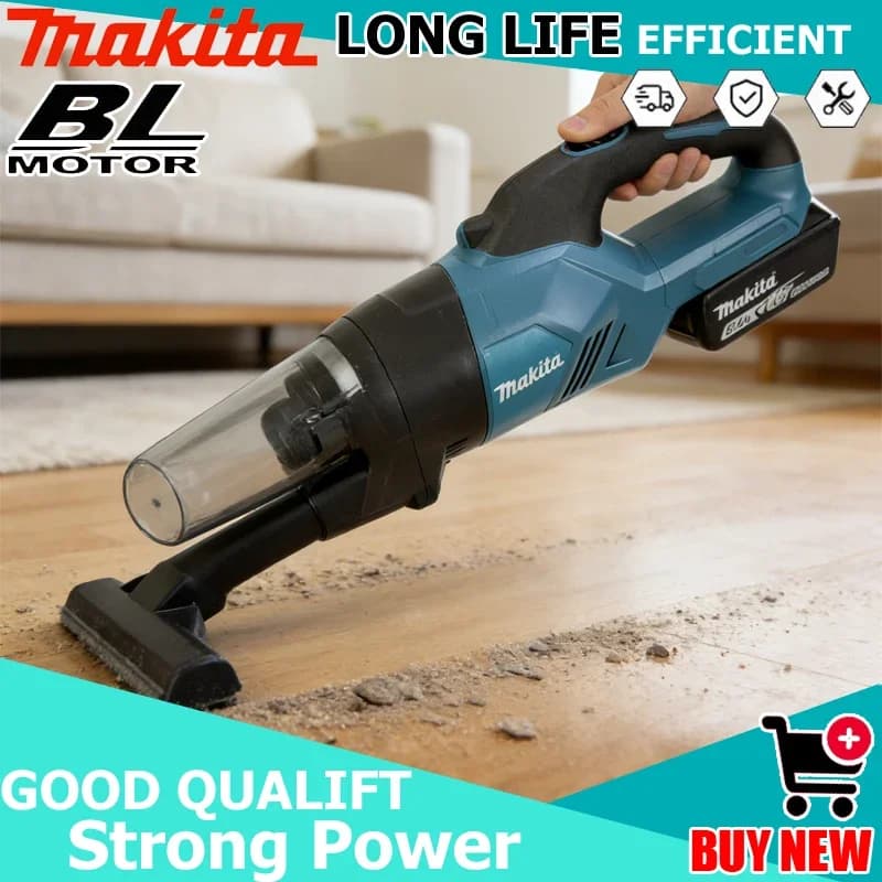 Aspirapolvere Portatile Senza Fili Makita per Casa e Auto, Ideale per Pavimenti in Legno e Moquette, Compatibile con Utensili Elettrici 18V