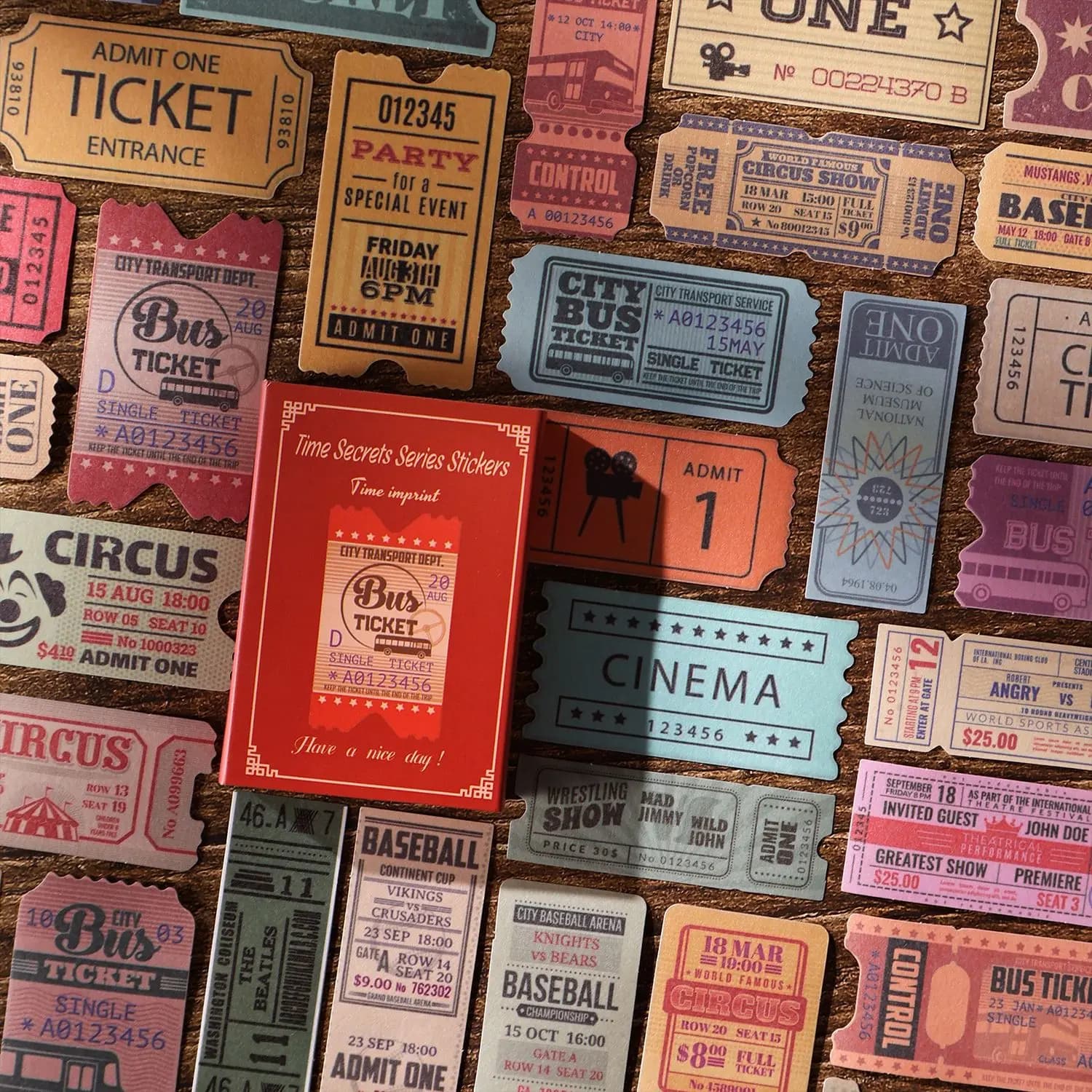 100Pcs Vintage Ticket Washi Stickers Junk Journal Ephemera Mini Wax Seal Leather Tag Stickers Aesthetic Scrapbooking Material