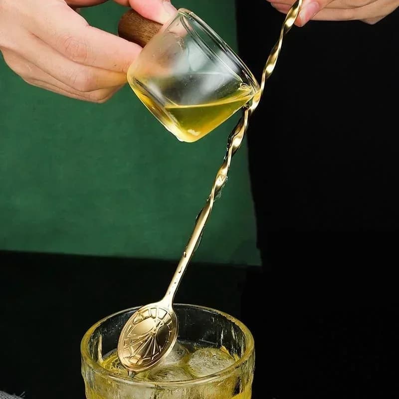 Cucchiaio a Spirale per Cocktail con Manico Lungo 32cm, Forchetta in Acciaio Inox per Mescolare Whisky, Accessori per Shaker da Bar