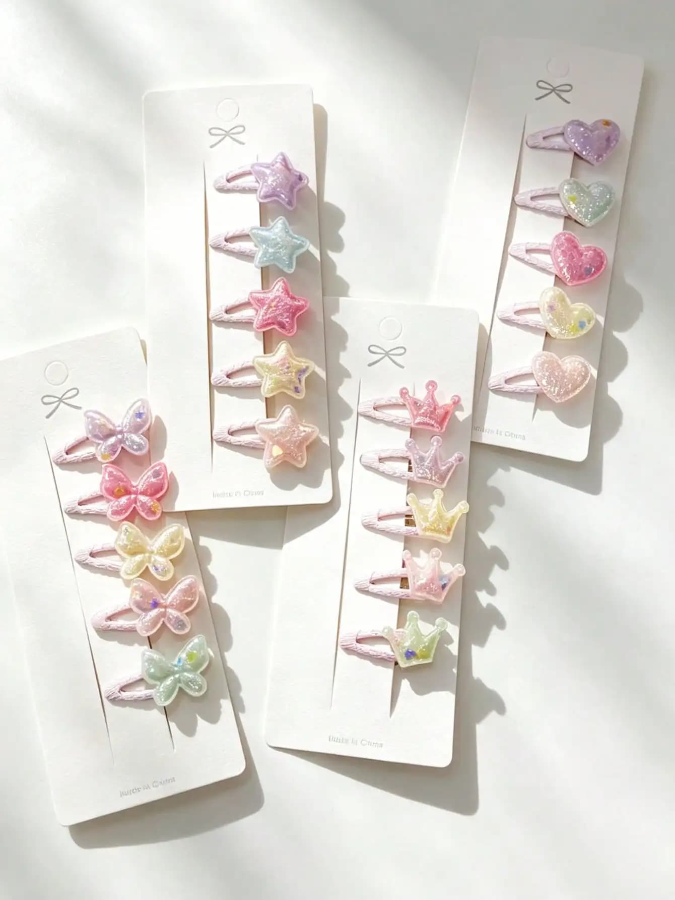 5pcs/Set Macaron Holographic Glitter Hair Clips, Suitable For Girls - Star, Heart, Crown, Butterfly Side Bangs Clips, Sweet & Versatile Hair Accessories