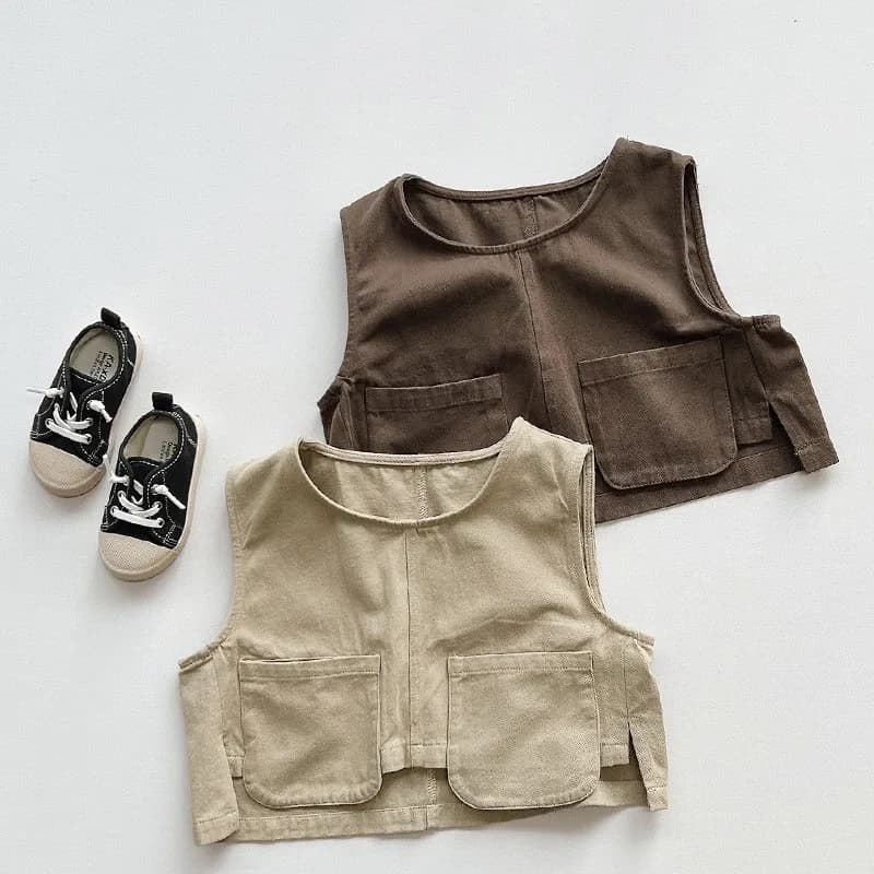 Gilet in Cotone Elegante per Bambini e Bambine, Primavera-Autunno, Giacca Senza Maniche per Scuola, Outfit per Bambini 1-8 Anni