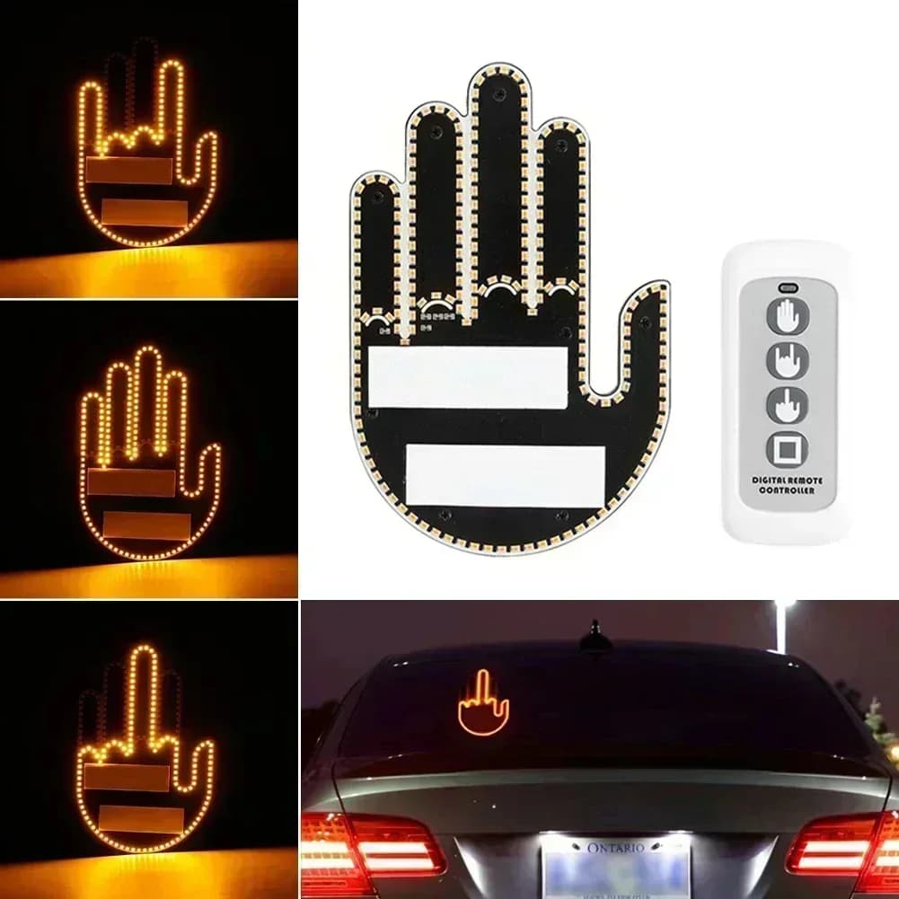 Luce per gesto della mano per auto Nuova luce da dito a LED per finestrino posteriore per auto Luce da dito per auto con accessori per auto a LED per raggio stradale remoto