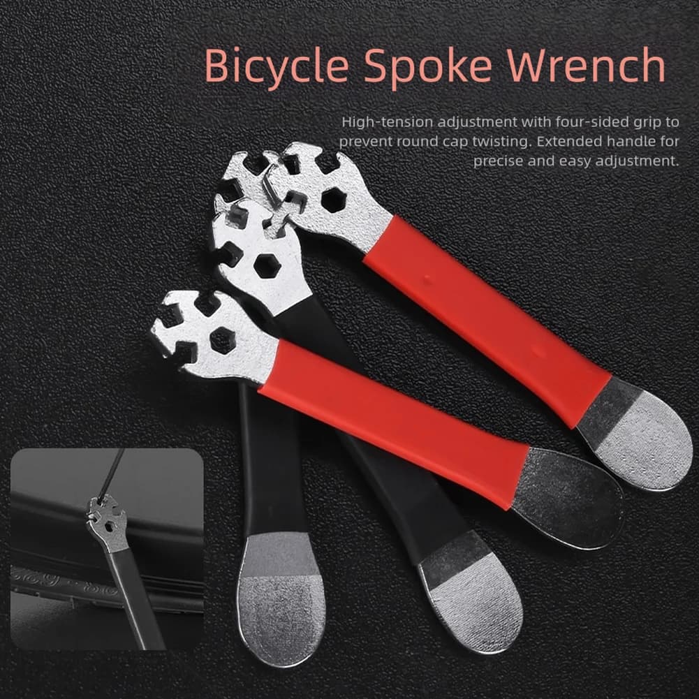 Chiave professionale per raggi per bicicletta Chiave per raggi per mountain bike in acciaio con strumenti di riparazione per la correzione della tensione della ruota da ciclismo a 3 colori