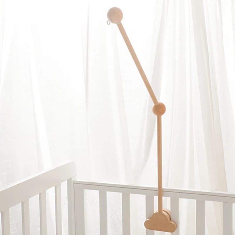 Staffa per campanello da letto in legno per bambini 0-12 mesi Staffa per campanello da letto Mobile in legno per neonato Campana da letto all'uncinetto Giocattoli appesi Giocattoli per sonaglio per neonato