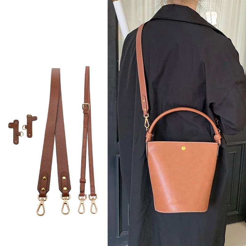 Genuine Leather Bag Strap for Longchamp Bucket Bag Set for Free Punching Accessories for Spare Straps
