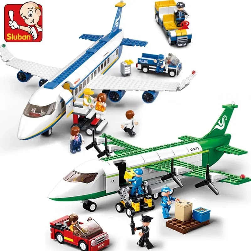 Blocchi da Costruzione Creativi di Aerei Cargo Airbus, Modellini di Ambulanze Aeree, Mattoncini Educativi, Ornamenti da Scrivania