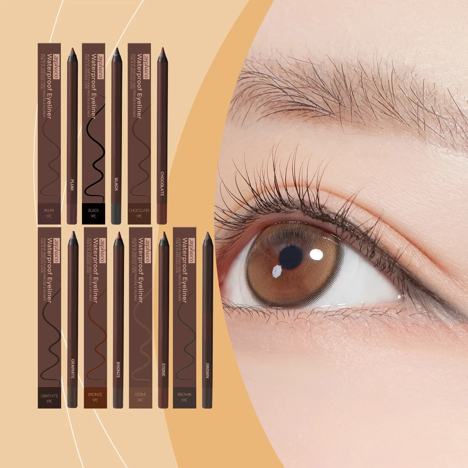 Nessun sbavamento, nessuna sbiaditura, eyeliner impermeabile liscio e indelebile, matita per occhi affilabile, eyeliner color prugna per occhi verdi/blu/marroni, a lunga durata