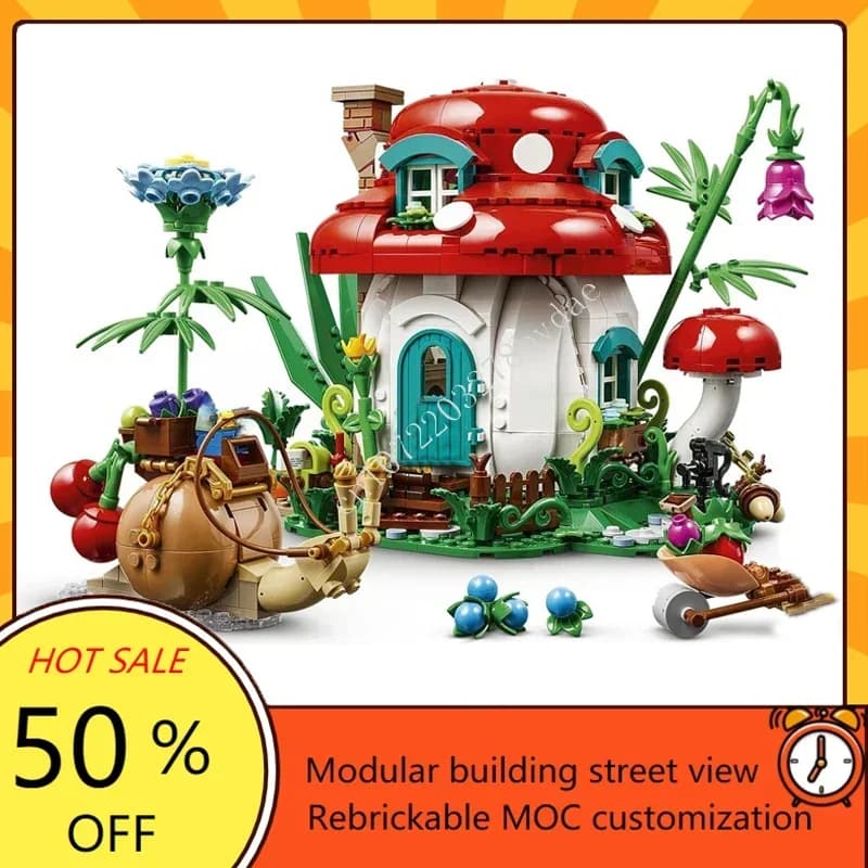 964PCS Mushroom House Modular MOC Creative street view Model Custom Puzzle Architecture DIY Education Assembly Model Toy Gifts
