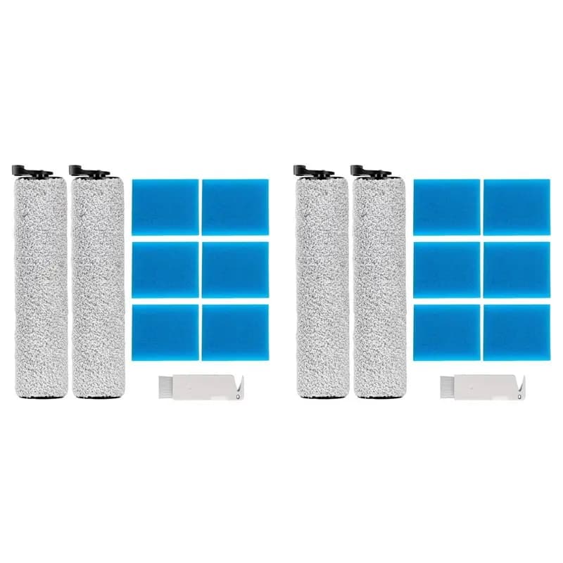 Spare accessories kit CKFAM compatible with vacuum cleaner Tineco Ifloor 2, includes 4 roller brushes, 12 foam pre-filters