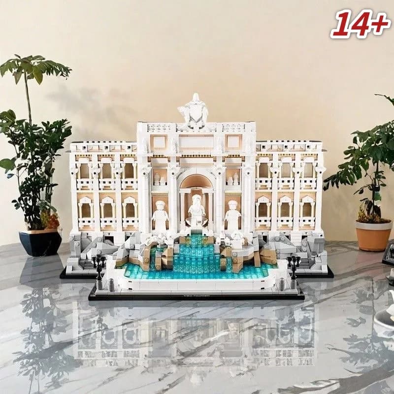 New 21062 1880pcs Trevi Fountain Building Blocks Unique Fountain Structure Renovation Ornament