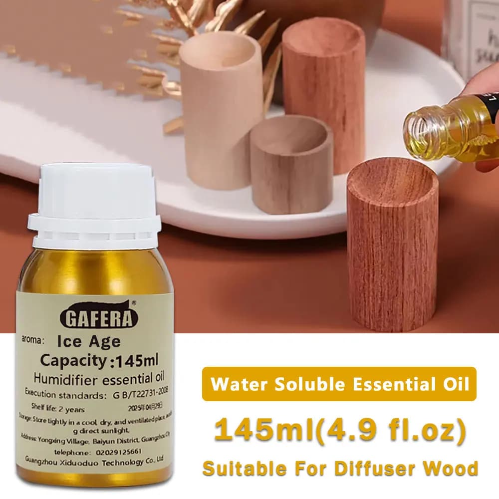 Oli Essenziali GAFERA 145ml (4.9 fl.oz) Ice Age/Black Opium/Bulgari White Tea - Per Diffusore, Legno e Legno Aromatico