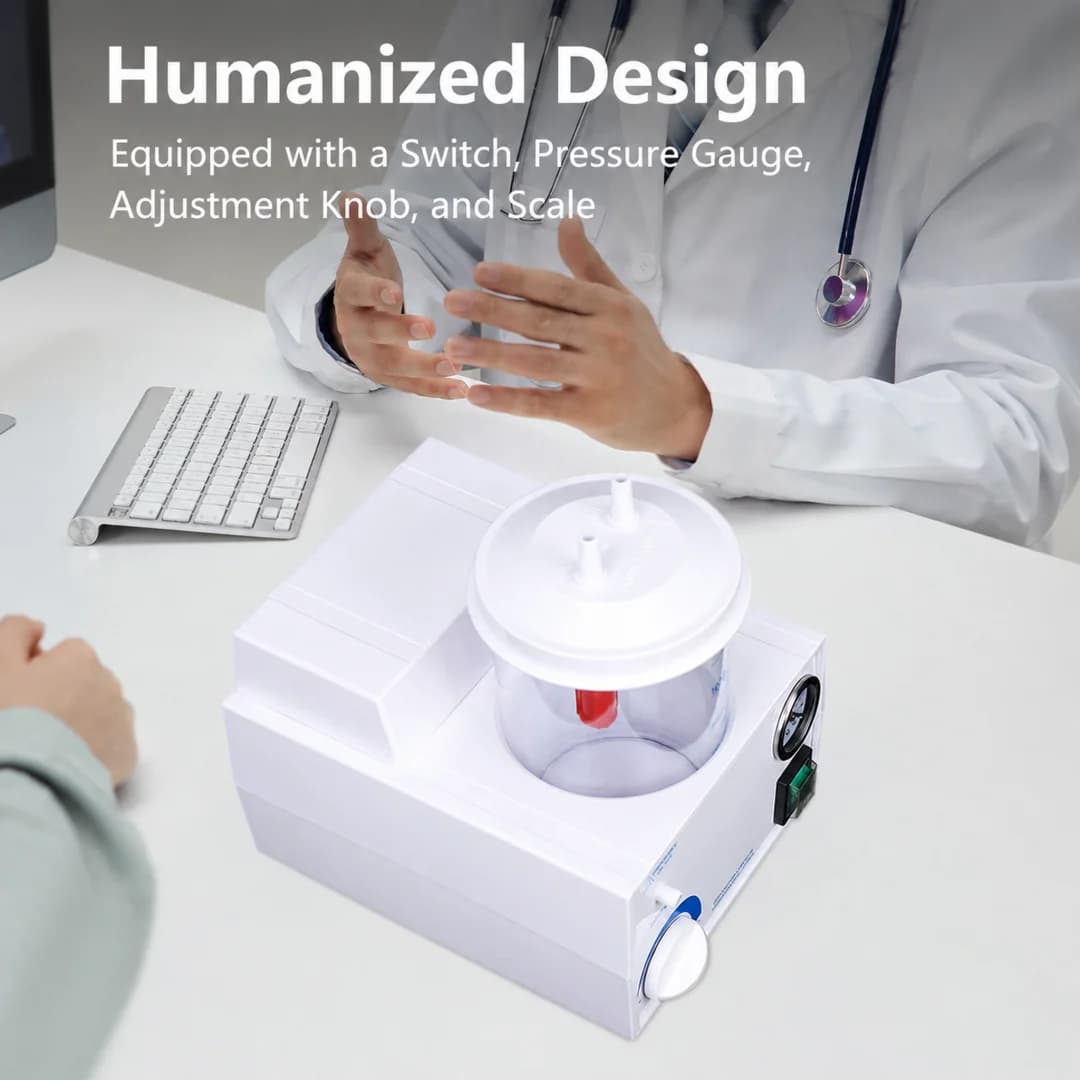 Portable Suction Aspirator Unit 11L/Min Oil-Free Pump Low Noise ≤60dB AC Suction Machine for Oral Phlegm Mucus Blood Removal Home Care & Sanatorium Use