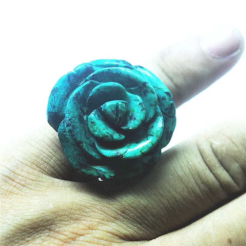 1PC MEN FINGER RINGS NATURAL AFRICAN TURQUOISE STONE HOLE DIAMETER 12MM FOR PARTY WEARING WITH FLOWER SHAPE TOP SELLING
