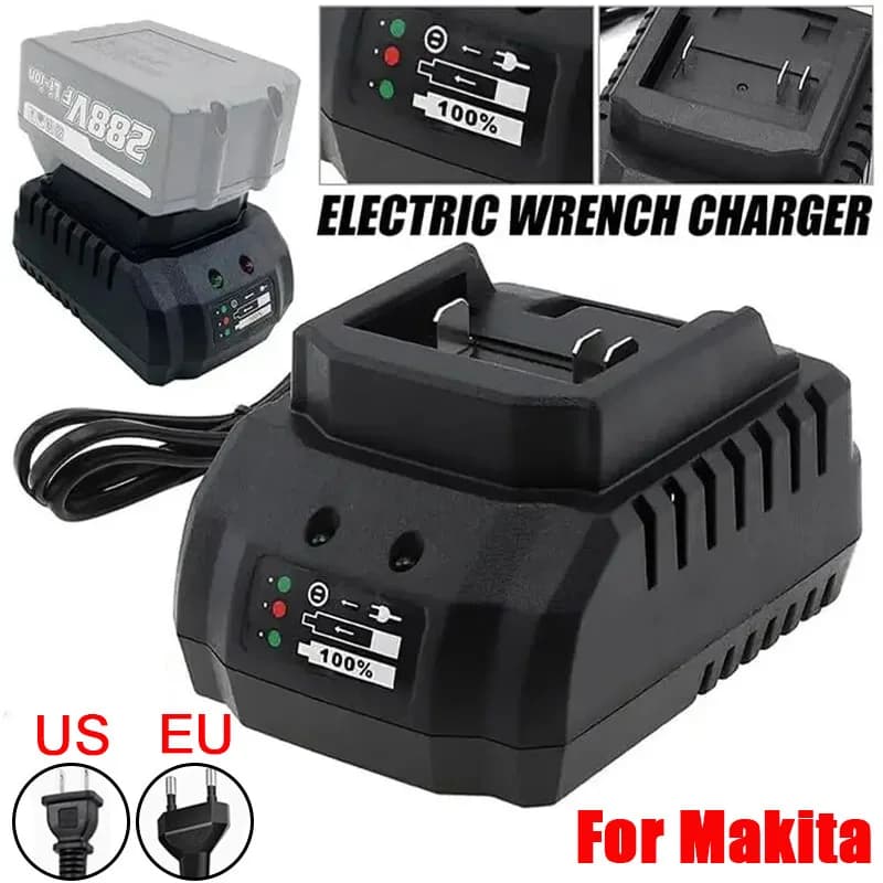 Caricabatterie per Utensili Elettrici Makita 18V 21V con Spina EU/US per Trapano Elettrico, Avvitatore Elettrico, Smerigliatrice Angolare