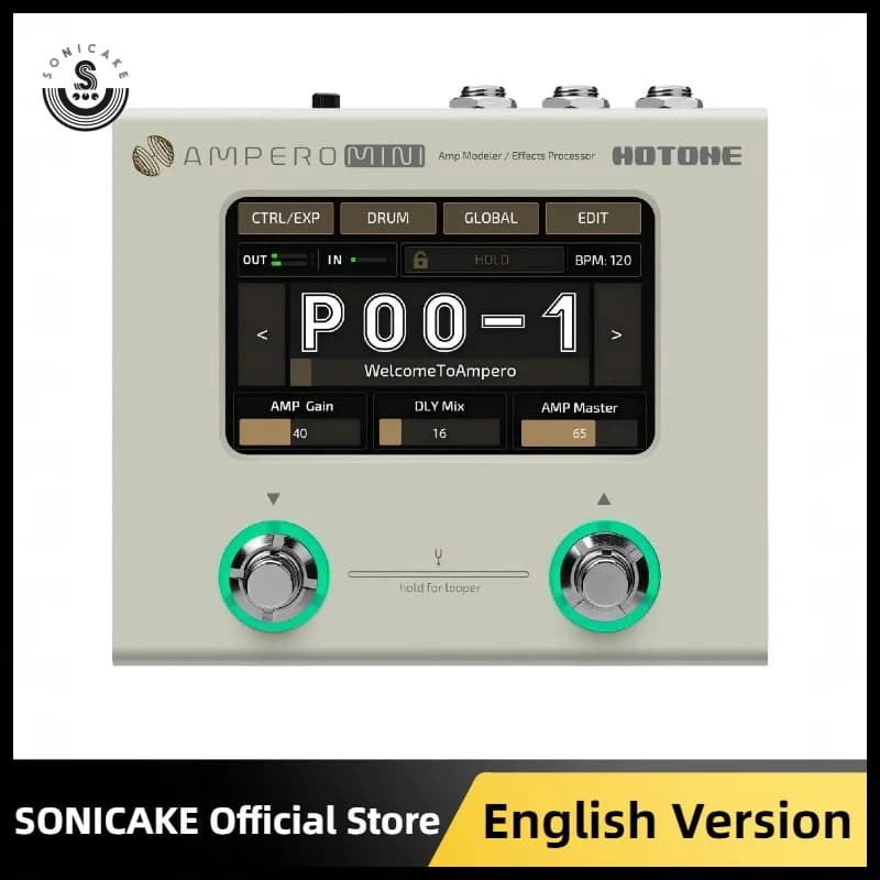 HOTONE Ampero Mini MP-50 Table Guitar Bass Amp Modeling Multi Effects Stereo OTG USB Audio English Version