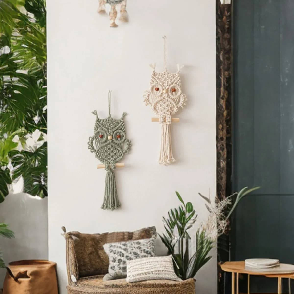 Cotton Rope Owl Wall Decoration - Handmade Cotton Rope Woven Tapestry - Children's Room Wall Tapestry Background Wall Decoration