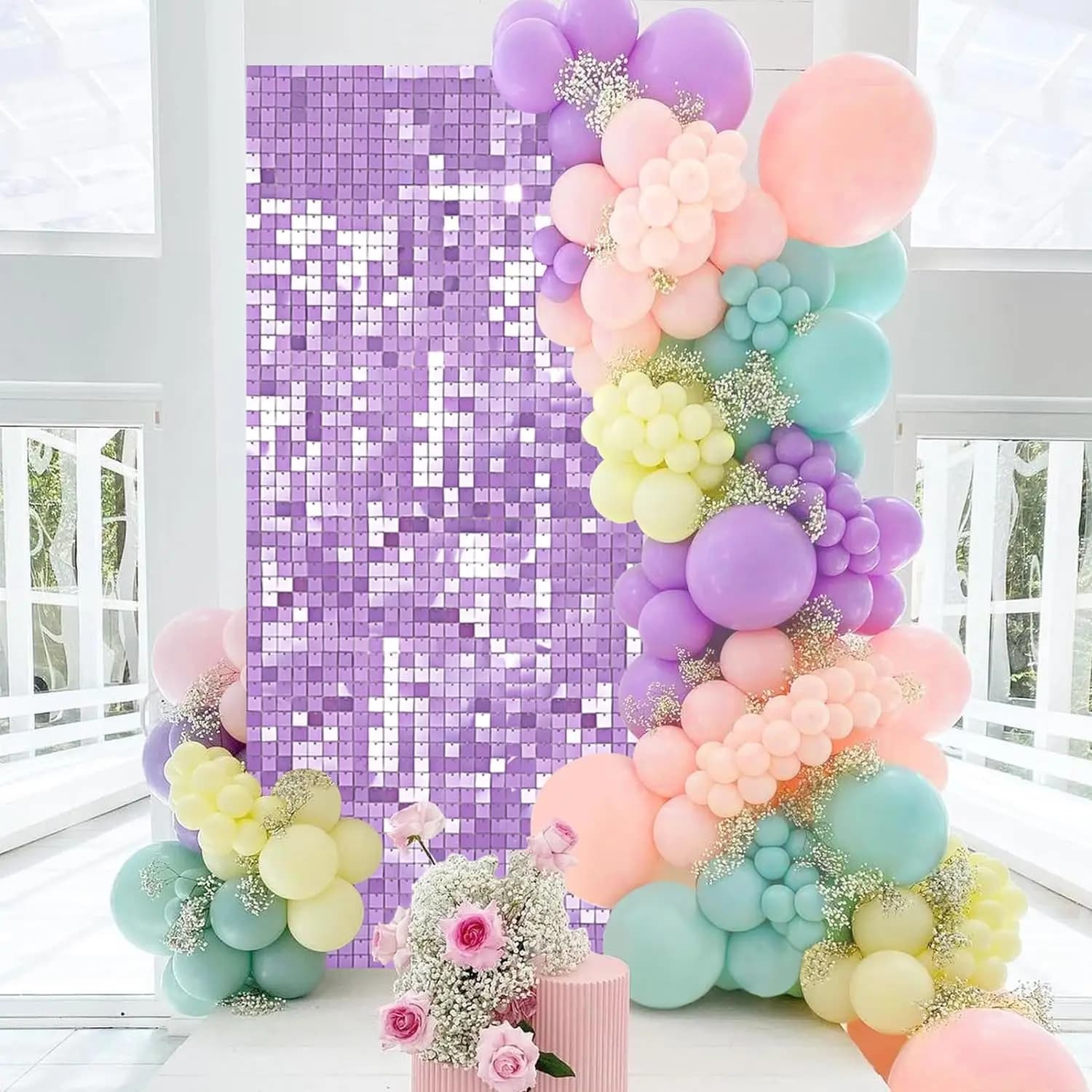 Shiny Wall Panel Shiny Purple Shiny Wall Background Pack of 12 wall decorations for Christmas photo backdrops, Anniversary engagement
