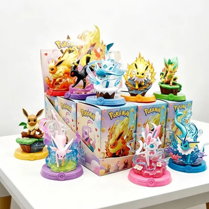 8 style Pok é mon Action Doll Pikachu Adventure Eevee Blind Box Anime Model Desktop Decorations Pok é mon Toys Boy Birthday Gift